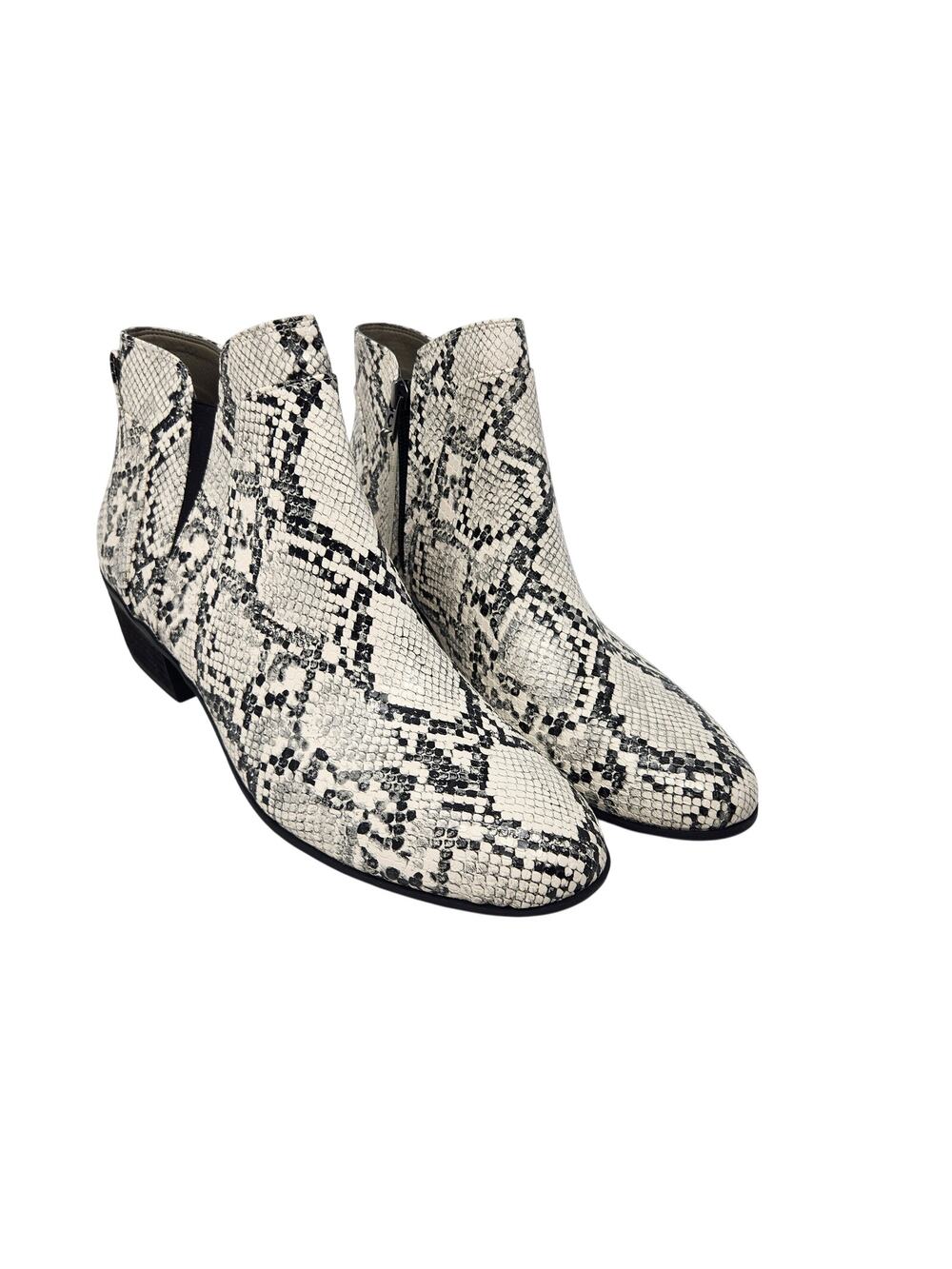 Circus by Sam Edelman Cream Faux Snakeskin Leather Pipper Ankle Boots Size 10 M